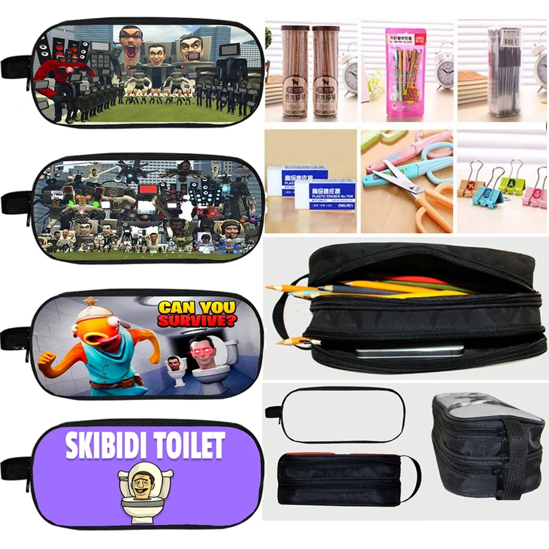 

Hot Game Skibidi Toilet Pencil Case Children Pencil Bag Cartoon Student Girl Boy Pencil Box Stationery Storage Bag Makeup Cases