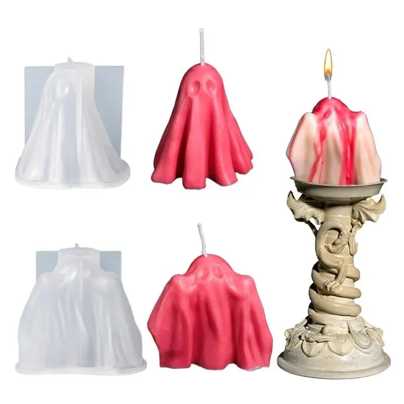 Halloween Style Creative Handmade Cloak Ghost Candle Mold DIY Aromatherapy Candle Molds VGhost Cloak Mould Home Decor