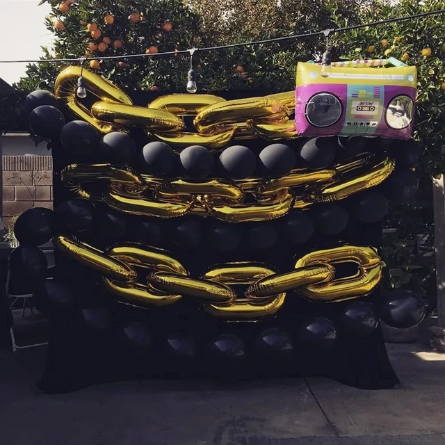 32-Piece 16" Foil Chain Balloons - 80s 90s Retro Party Decorations