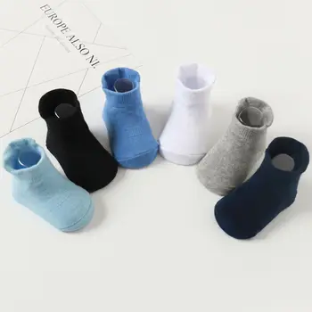 6 Pairs/Lot Cotton Baby Anti-slip Boat Socks For Boys Girls Low Cut Floor Kids Toddler Sock With Rubber Grips For 0-5Years 3