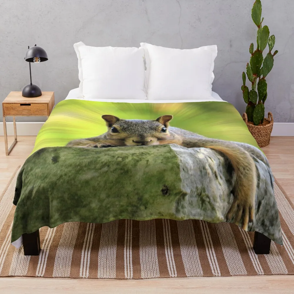 

Relaxed Squirrel Throw Blanket Soft Blanket Personalized Gift