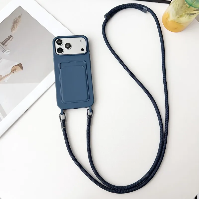 Stylish Shockproof Crossbody Lanyard Case with Card Holder and Soft Candy-Colored Design