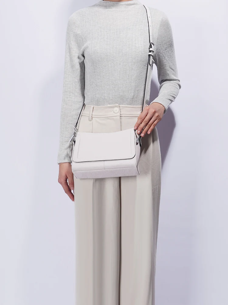 Zency Acrylic Chain Handbag Soft Leather Top-Handle Women's Luxury Small Underarm Crossbody Bag White Fashion Shoulder 2