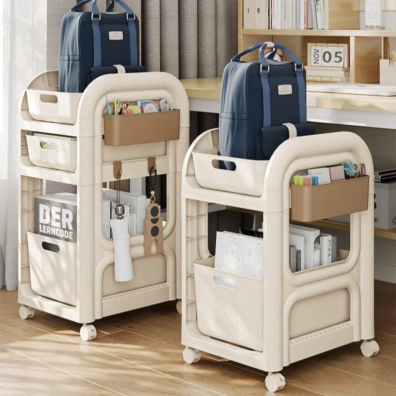 Movable Bookshelf Multi-Tier School Bag Shelf Drawer Style Storage Rack ...