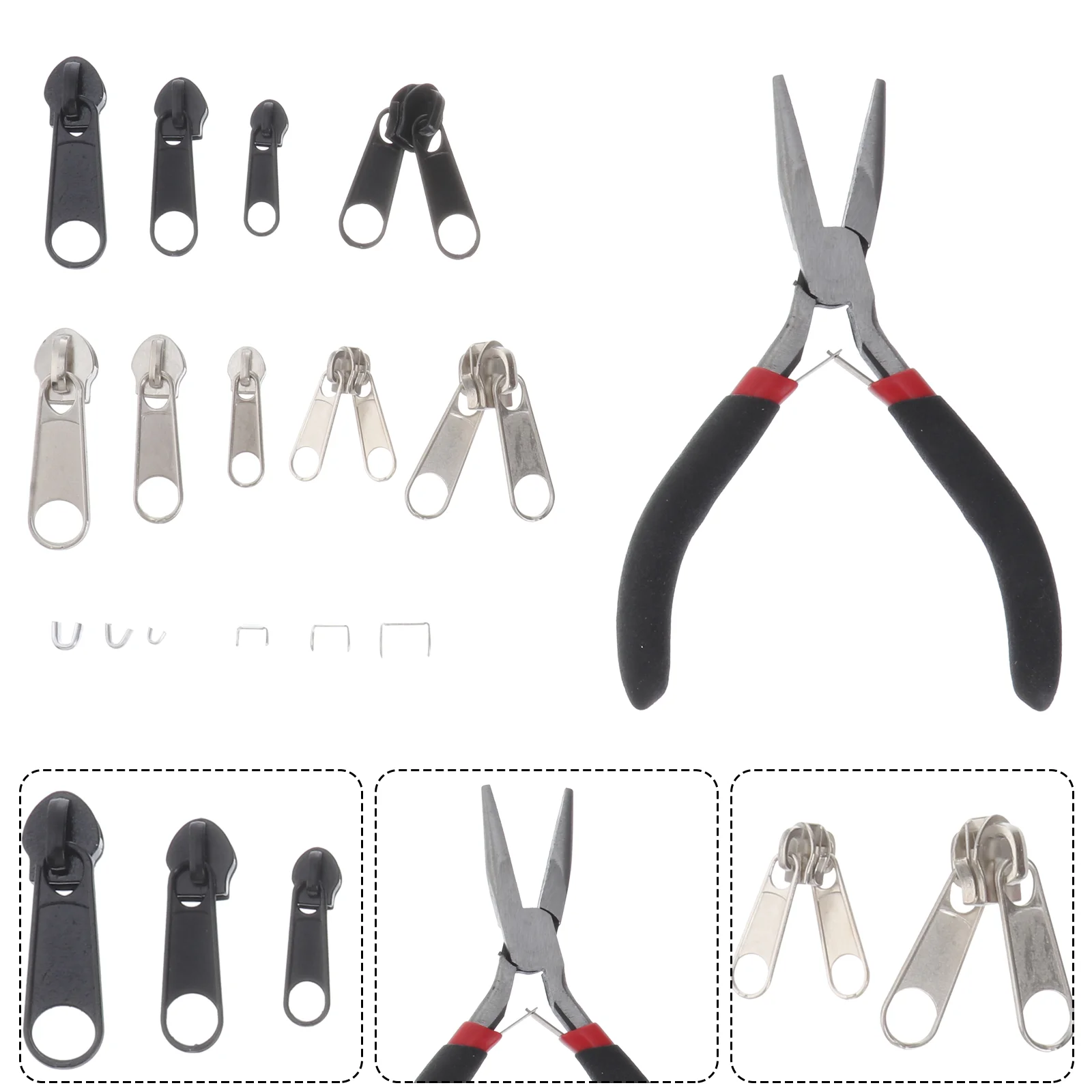 

85Pcs Zinc Alloy Zipper Head Zipper Stops Set Accessories for Luggage Clothing Home Textiles Use