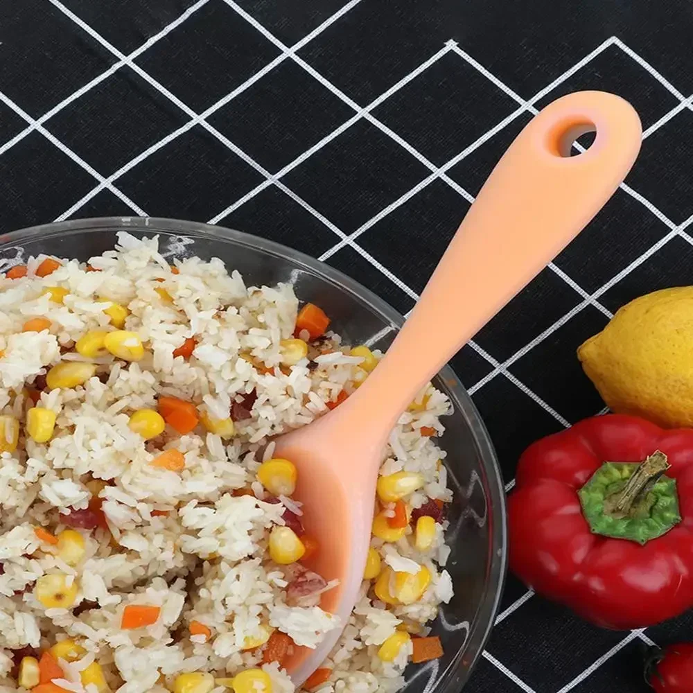High Temperature Resistant Silicone Rice Spoon With Long Handle Food Grade Cooking Tools Kitchen Accessories silicone cooking spoon