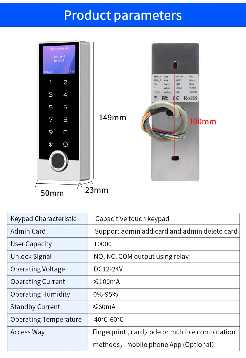 Tuya Wifi Electronic Lock Opener Fingerprint Access Control Zinc Keyboard Waterp