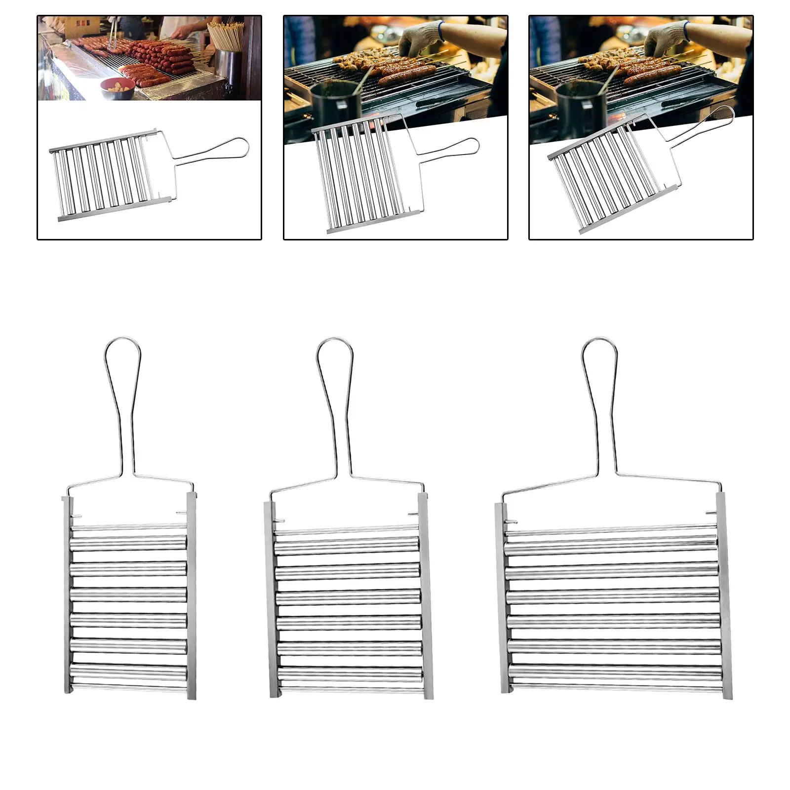 Estante con rodillo para perritos calientes con mango plegable, soporte para vaporizador para perritos calientes, barbacoa, parrilla para perritos calientes para acampar, hogueras y salchichas Hot Dog Roller Rack with Foldable Handle Hot Dog Steamer Holder BBQ Hot Dog Griller for Camping Hot Dogs Bonfires Sausages