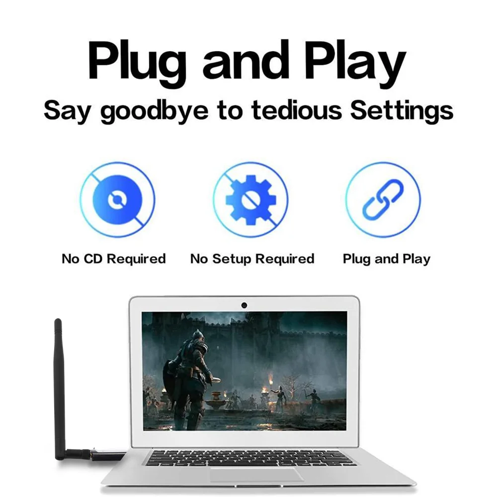 와이파이 6 USB 어댑터, 900Mbps 듀얼 밴드 2.4G 5G 무선 네트워크, 와이파이 USB 리시버, 5dbi 안테나 프리 드라이버, PC 노트북용, AX900