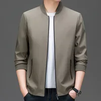 BROWON Brand 2024 Spring Autumn Formal Black Jacket Men Solid Color Knitted Baseball Collar Zipper Fly Cardigan Coat for Man 2