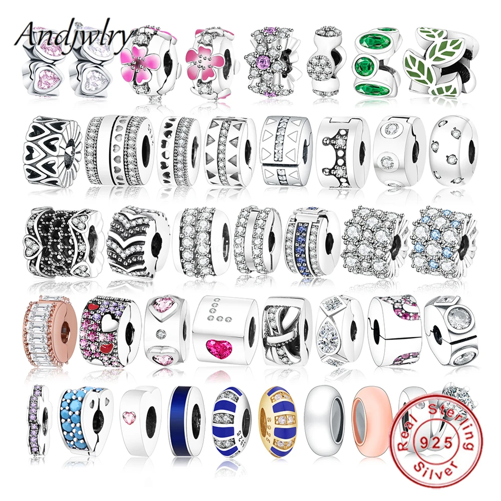 

Fit Original Bracelet 925 Sterling Silver Sparkling Spacer Charm Double Lined Pavé Clip Charm Bead Bangle Jewelry Berloque