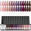 15PCS/SET Autumn Red Nail Polish Gel Set Brown Color Glitter Semi Permanent Soak Off UV Nail Art Manicure Varnish Supplies Kit 1