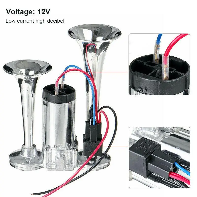 600db 12v Dual Trumpets Super Loud Car Electric Horn Truck Boat Train Speaker Wires and Relay for Motorcycle Car Boat Truck