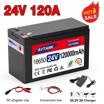 24V LiFePo4 120Ah Electric Vehicle Lithium Battery Pack 18650 Cells Built-in BMS 30A High Current Discharging for EV/HEV
