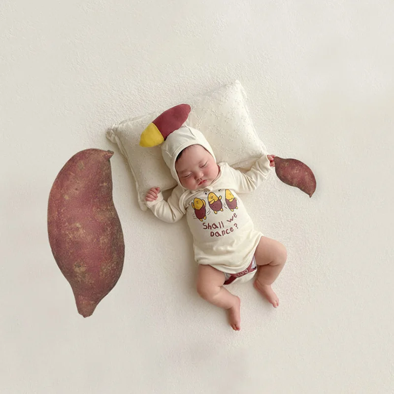 

DUSHPAT Autumn Baby Bodysuits Sweet Potatoes One Piece Infant Clothes With Hat Baby Romper Clothes For Newborns