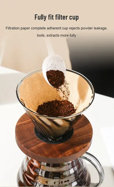 Carta Filtro Per Caffè V60 - 200 Pezzi, Non Sbiancata, Naturale | Per Caffettiera A Mano - Foto 2
