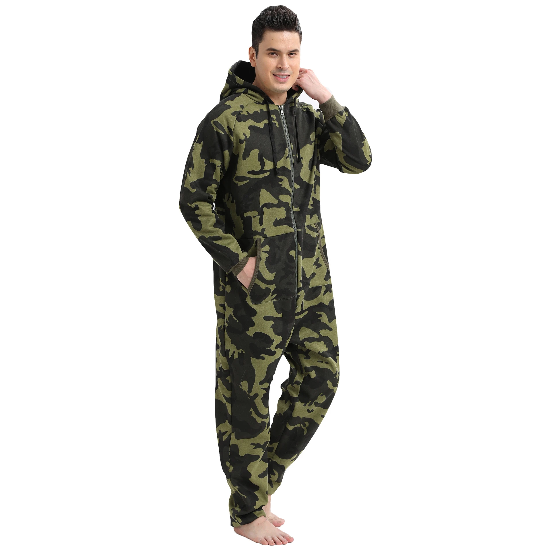 park Riet Ik heb het erkend Mannen Lange Mouw Hooded Onesie Homewear Lente Herfst Groen Camouflage  Print Pyjama Nachtkleding| | - AliExpress