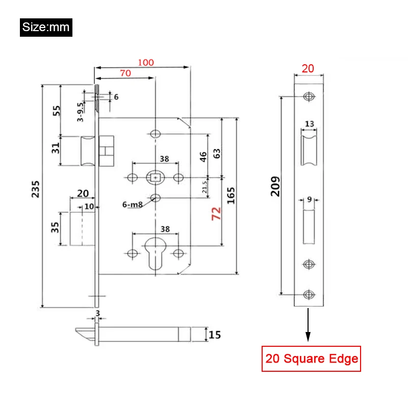 20mm Square Edge