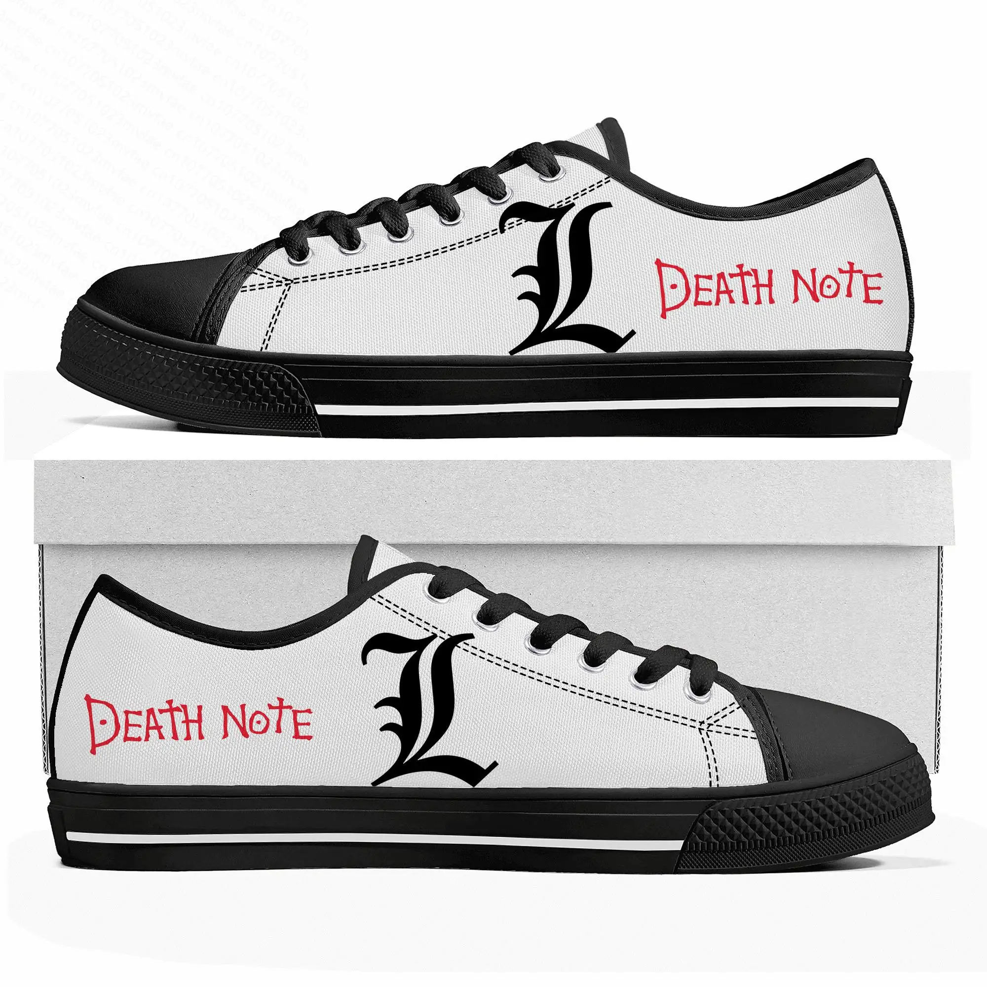 

Аниме Death Note Yagami Lawliet L низкие кроссовки Мужские Женские подростковые высококачественные парусиновые кроссовки обувь на заказ