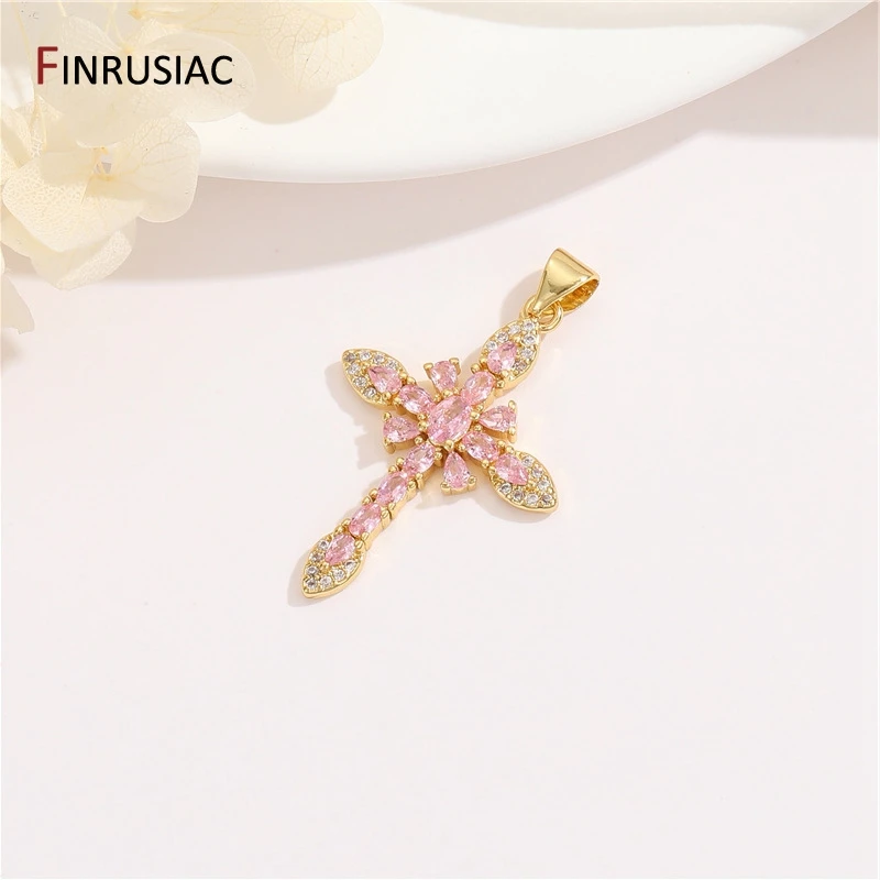 RUBYCA - Ciondoli a forma di croce di cristallo, per braccialetti e