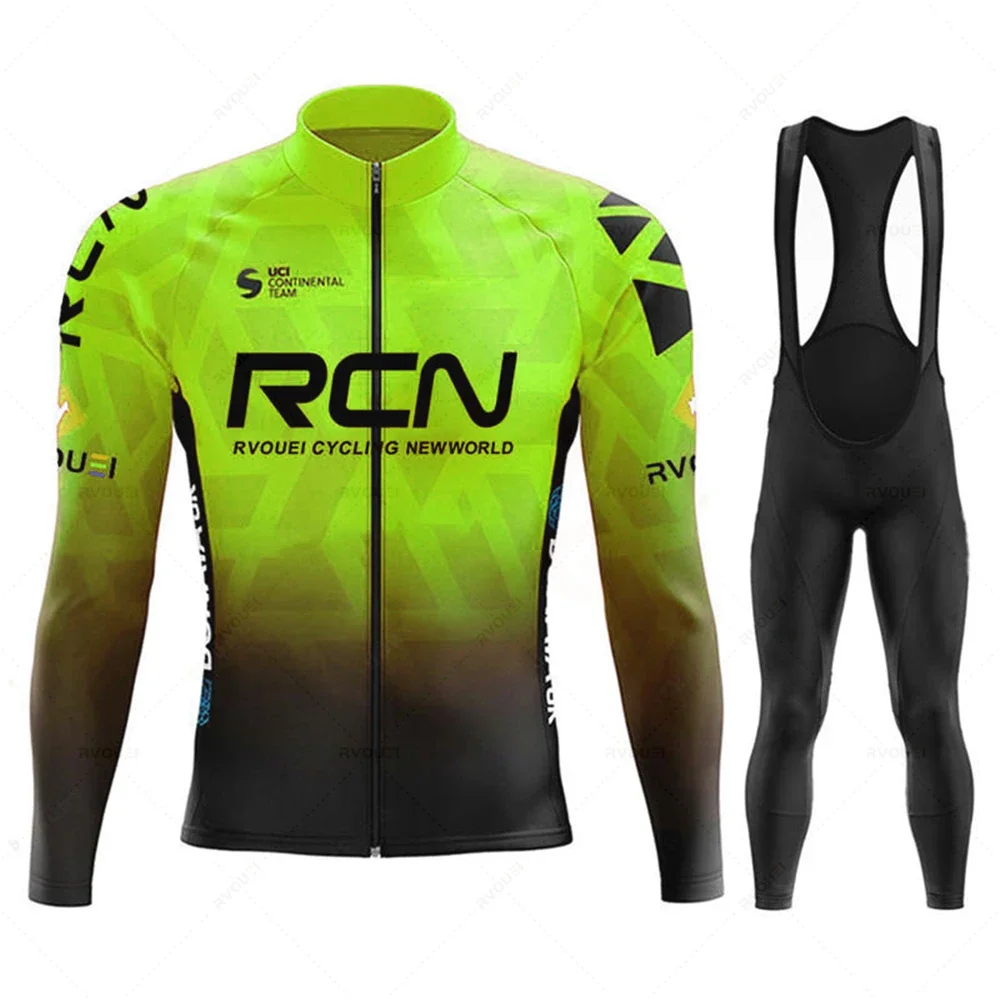 New 2025 Rcn Autumn Cycling Jersey Bib Pants Set Ropa Ciclismo Bicycle MTB Clothing Road Bike Suit Men Long Sleeve Bicicleta Set 6