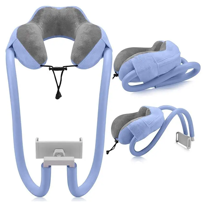 

Phone Neck Pillow Holder Phone Holder For Plane Travel Adjustable Cell Phone Stand With 360 Flexible Tablet Arm Pillow For Neck