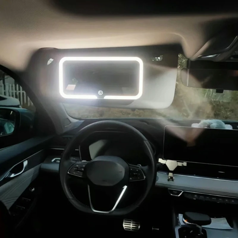 X6HF 자동차 메이크업 유리 자동 차양 바이저 유리 LED 조명 밝기 조절 가능 터치 컨트롤