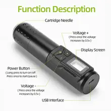 Wireless Tattoo Machine Rotating Tattoo Pen Adjustable Professional Tattoo Equipment Digital LED Display For Body Art