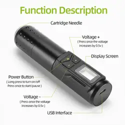 Wireless Tattoo Machine Rotating Tattoo Pen Adjustable Professional Tattoo Equipment Digital LED Display For Body Art