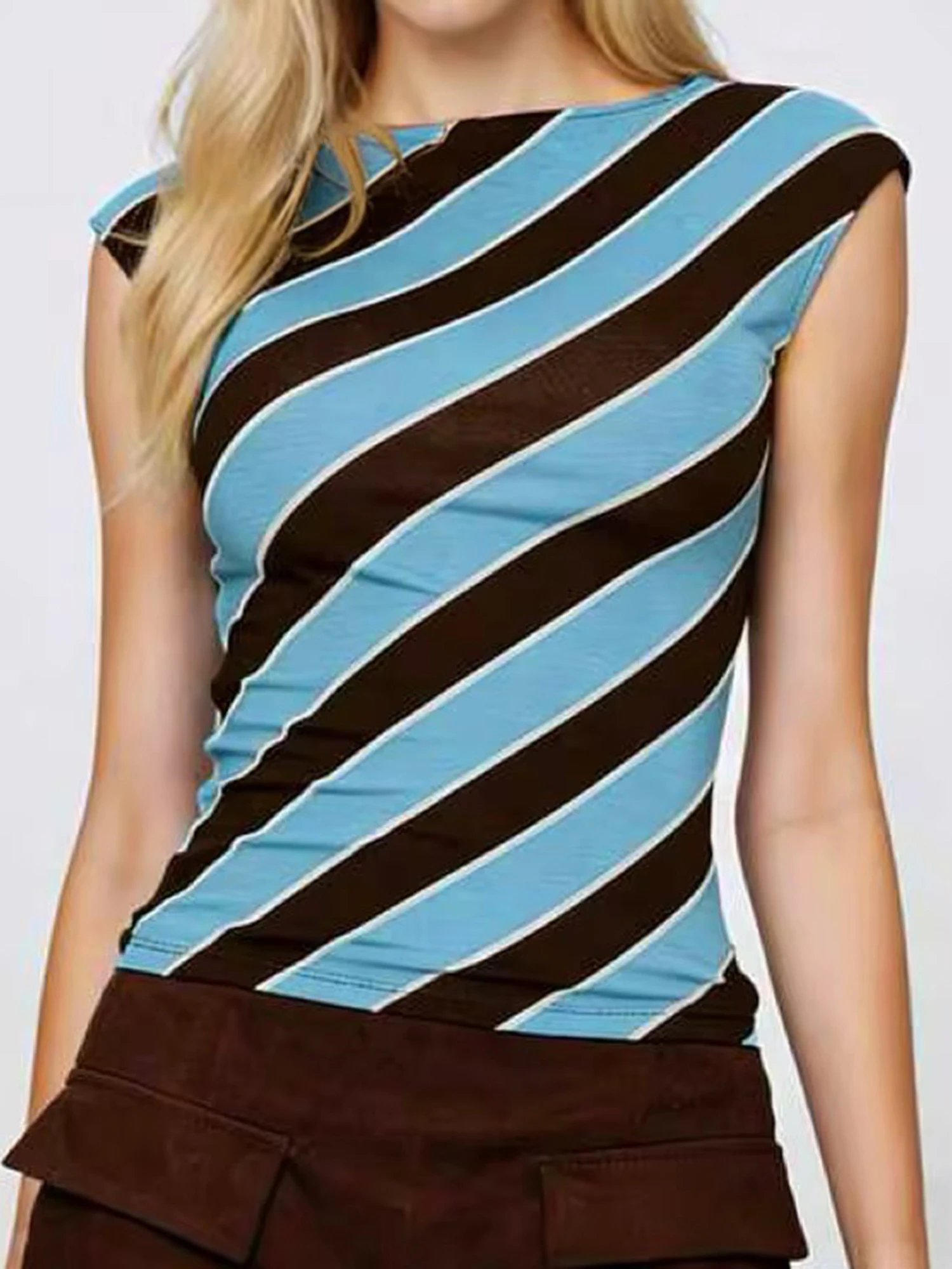 Stylish Women s Striped Boat Neck Tank Top with  Fit Design Perfect Sleeveless Vest for Everyday Casual Wear