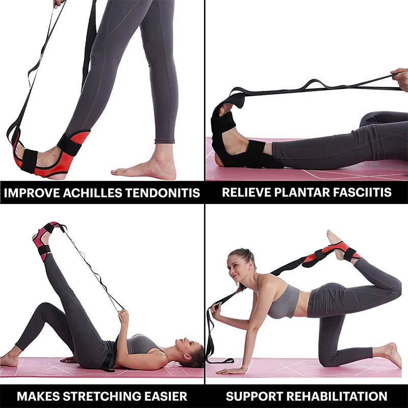2 Cinghie Elastiche Per Yoga Da 90 Cm Con 8 Anelli - Fascia Per Stretching In Cotone E Poliestere (rosa) - 3
