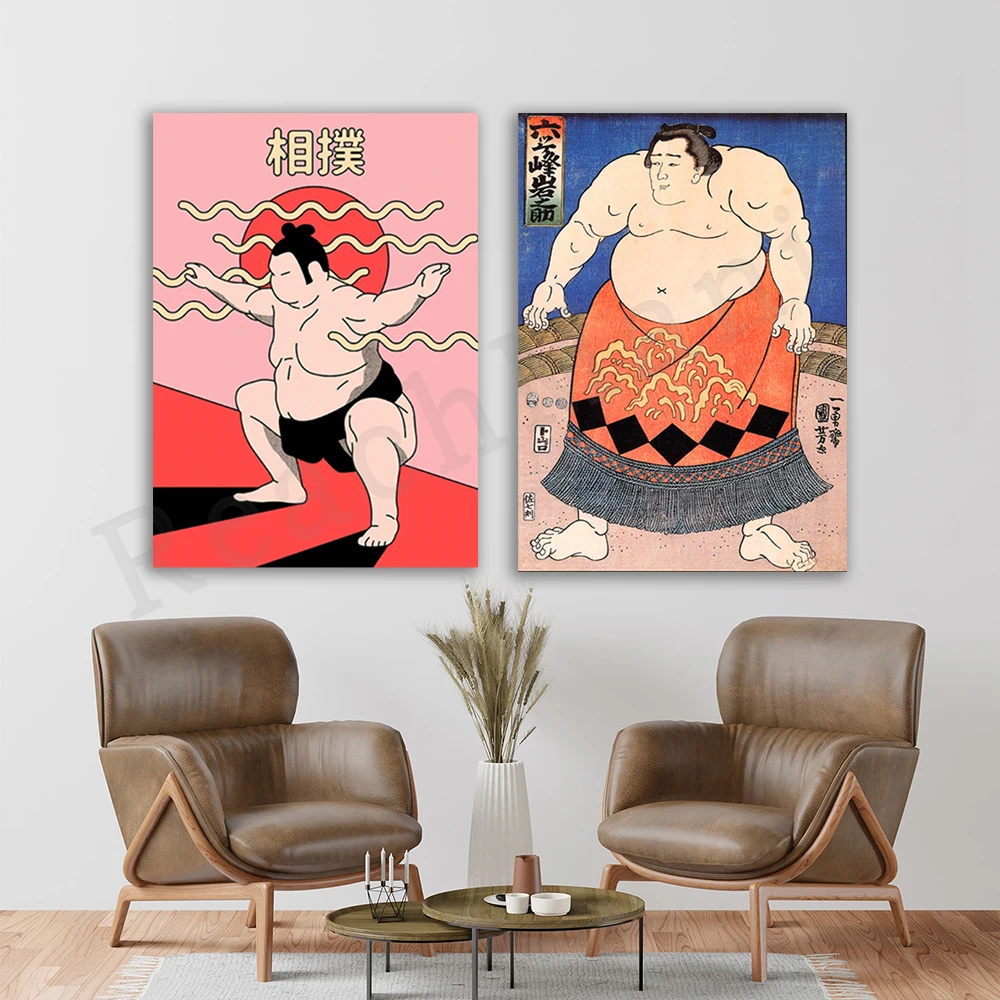 

Japanese Sumo Wrestlers Wrestling Posters and Prints Japanese Style Canvas Paintings Wall Pictures Living Room Home Decor