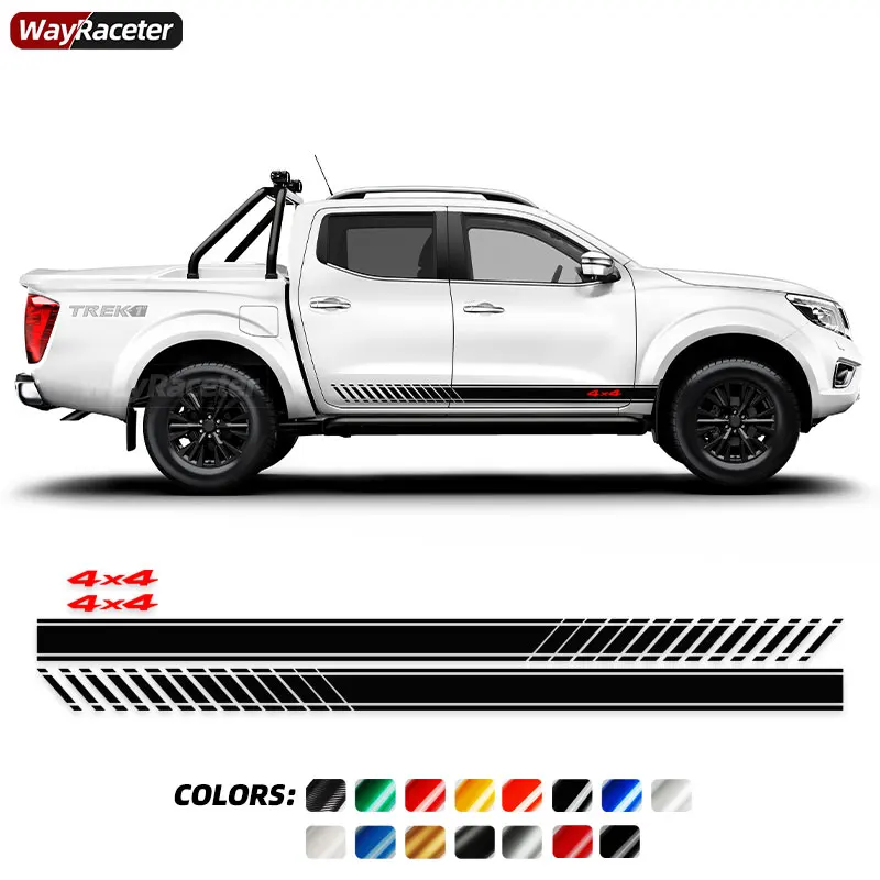 

2 Pcs Door Side Stripes Sticker 4X4 Pickup Decal For Nissan Navara Ford F150 Ranger Dodge Ram GMC Sierra Toyota Hilux Tacoma