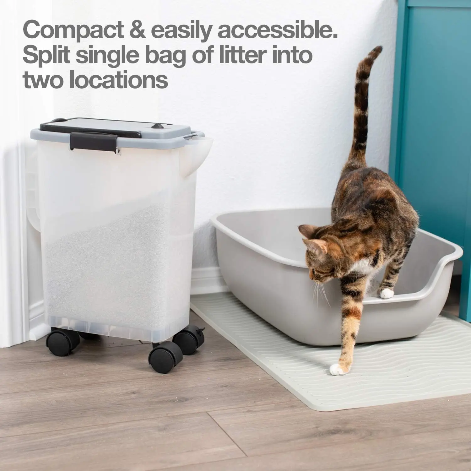 BetterBin Portable Litter Storage Container (16.5 x 11.7 x 19) | Holds up to 25 lbs/10 Gallons, Great 3