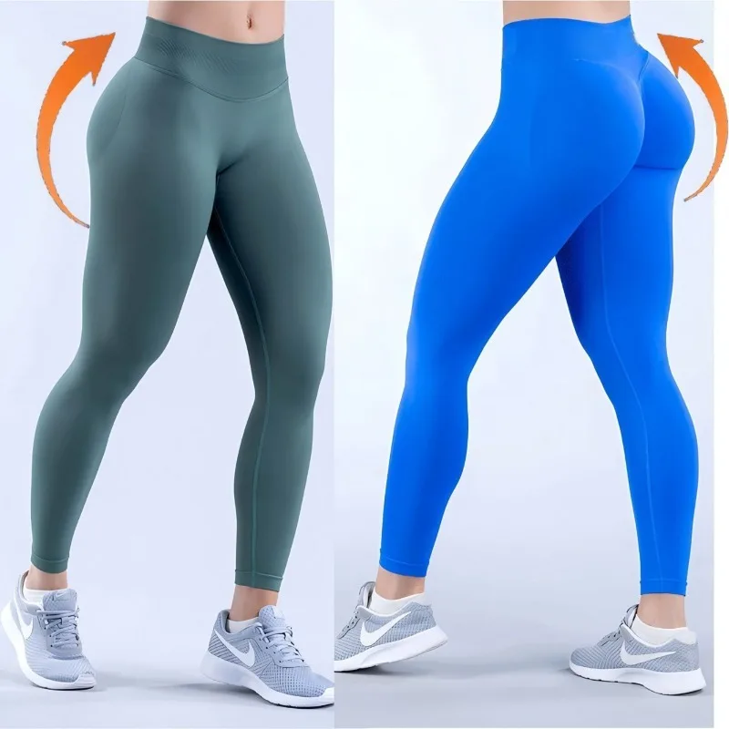 Seamless Yoga Leggings Women Three Waist Pleats Sports Fitness Trousers Sexy Hip Liftting Lowed-waist Fashionable Leggings Best Sellers In Women's Clothing