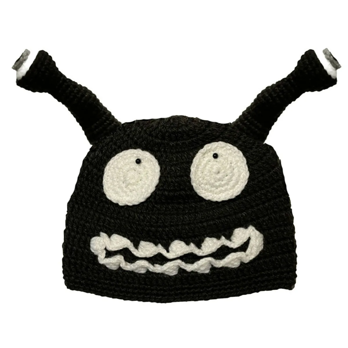 

BomHCS Crochet Beanie Aliens Antenna Horn Ears Eyes Monster Mouth Halloween Cosplay Prop Knitted Hat Winter Warm Cap