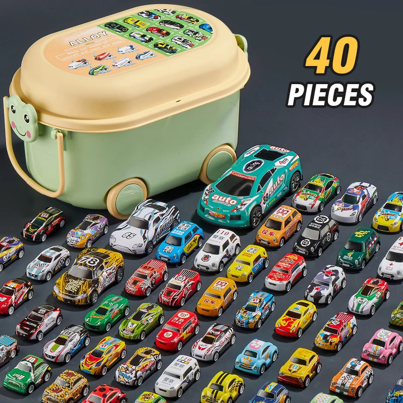 Mini Pull-Back Car Set with Container - Fun Toy Collection for Boys, Birthday Gift Idea