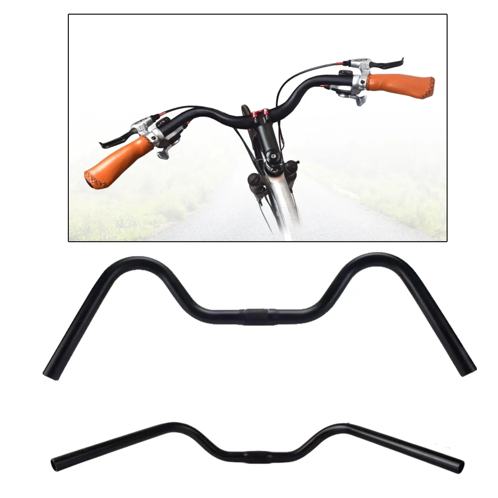 Road Bike Riser Handlebar 25.4mm Clamp Comfort Cruisers Extra Long Cycling