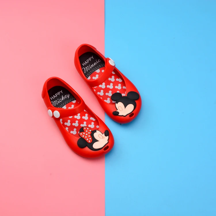 New Summer Children's Sandals Mickey Girl PVC Jelly Shoes Baby Minnie Bow Princess Shoes Non-slip Beach Shoes girl princess shoes