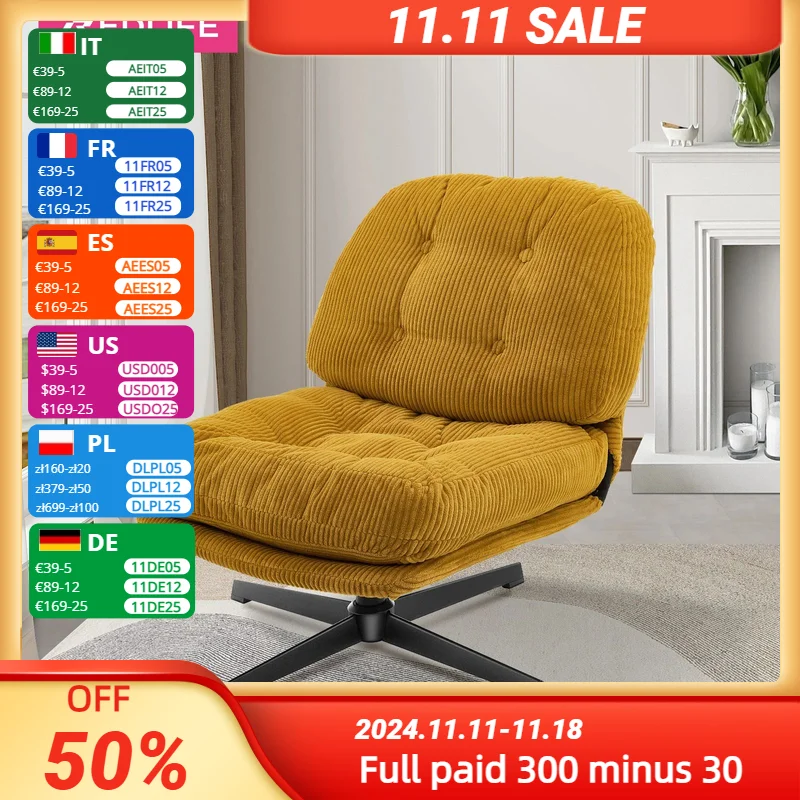 Redlife Modern Foldable Accent Chair 360&deg; Swivel Tufted Lazy Chair Upholstered Lounge w/ Thickened Cushion for Living Room