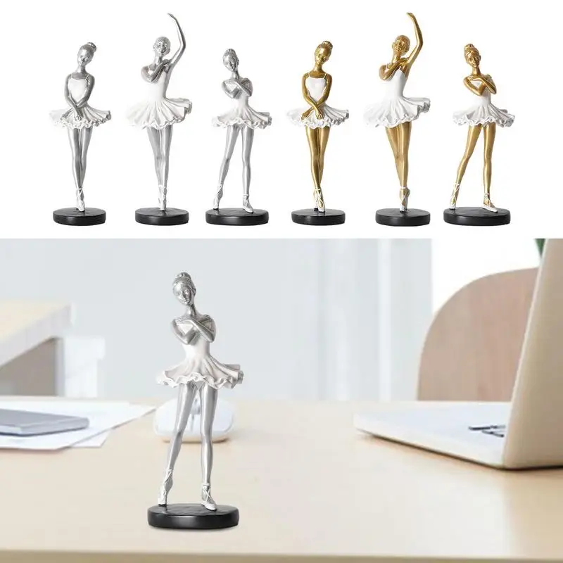 

Ballet Dancer Ornament Ballerina Resin Figurines Desktop Decor Modern Elegant Creative Art Resin Ballerina Figurines Home Decor