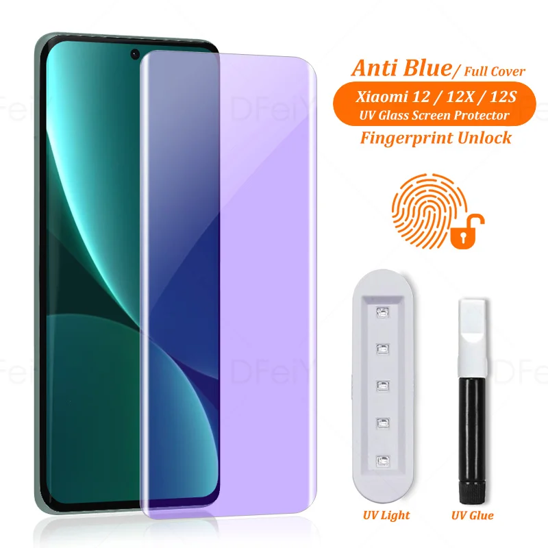 

Anti Blue Light Tempered Glass For Xiaomi 12 UV Screen Protector For Xiaomi 12X 12S 12 UV Glass