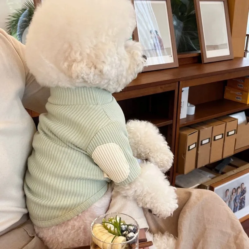 Fashion Pet Dog Bottoming Shirt Puppy Solid Color Clothes Winter Teddy Warm Two Legged Clothing Pet poodle Pullover Dog Jackets For Pet Clothes