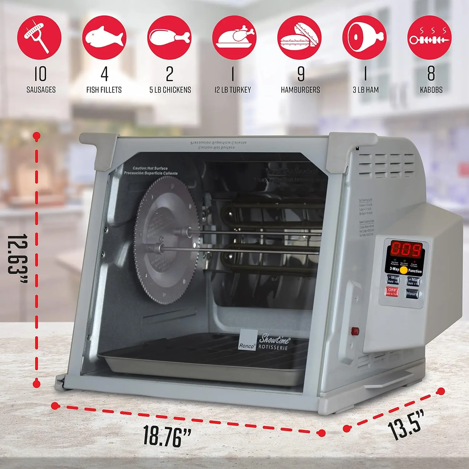 Showtime Rotisserie, Platinum Edition, Cooks Food Perfectly Every Time, 3 Cooking Modes: Roast, Sear, and No Heat Rotation, Stai 3