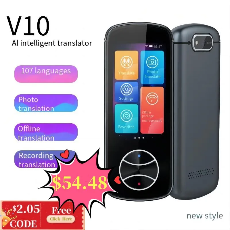 V10 Smart Voice Translator Pens 127 Languages Real Time Online Instant Offline Translation AI Conversion for Travel