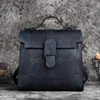 Vintage Women Genuine Leather Backpack Solid Pattern First Layer Cowhide Travel Bags Retro Real Cow Leather Double Shoulder Bag 2