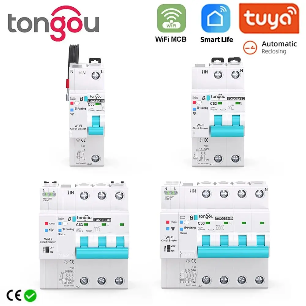 Tuya-disyuntor inteligente WIFI 1P 10/16/25/32/40/63A, interruptor de  Control remoto inalámbrico para el hogar - AliExpress