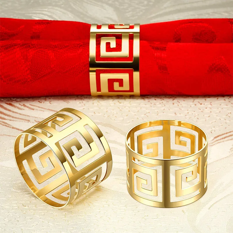 

12pcs Alloy Napkin Holders For Table Napkins Wedding Party Tissue Ring Hotel Serviette Buckles Napkin Rings Bulk for Sale