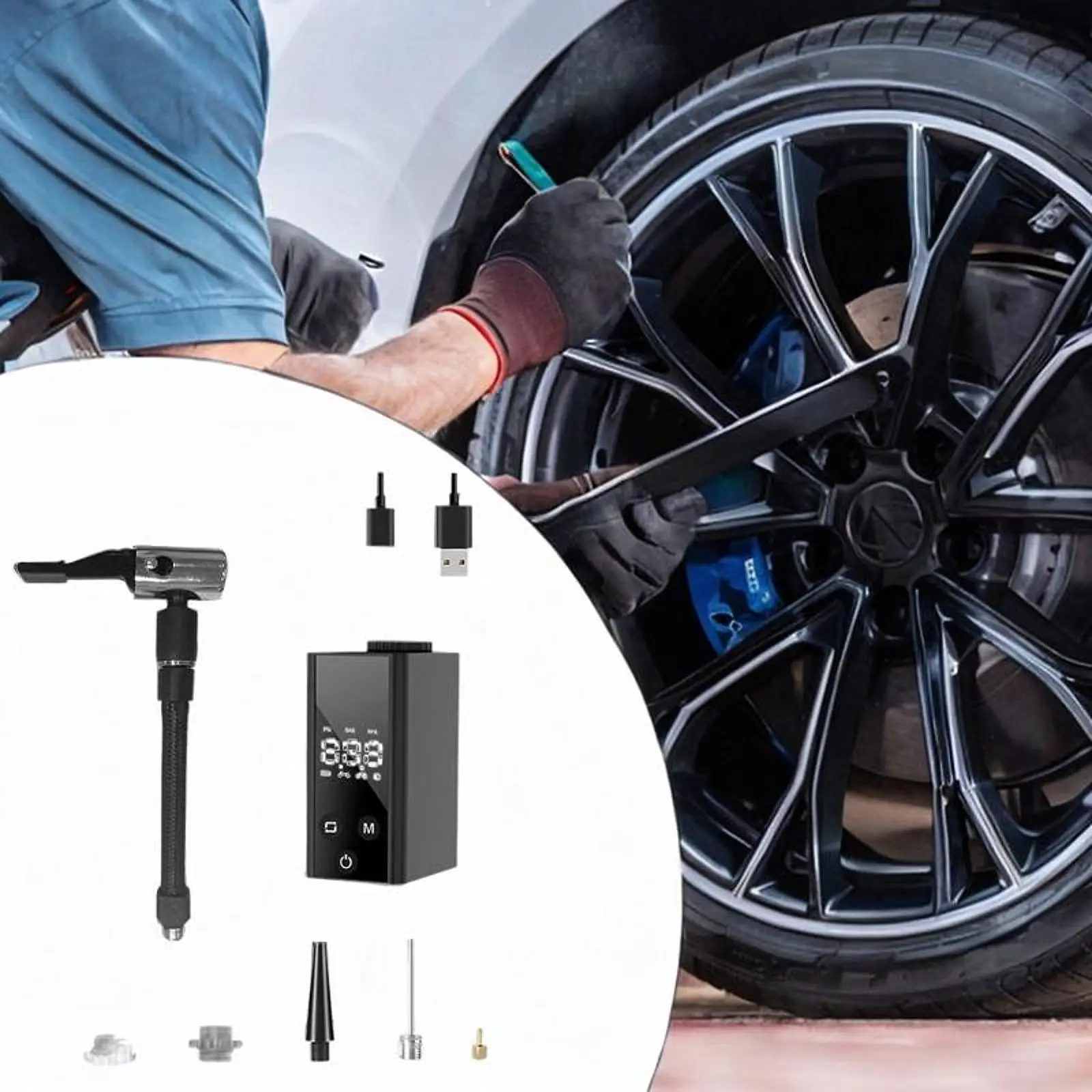Generic Electric Tire Pump Auto Accessories High Performance DC 11.1V Tire Inflator for Car Bike Basketball Motorcycle Ball