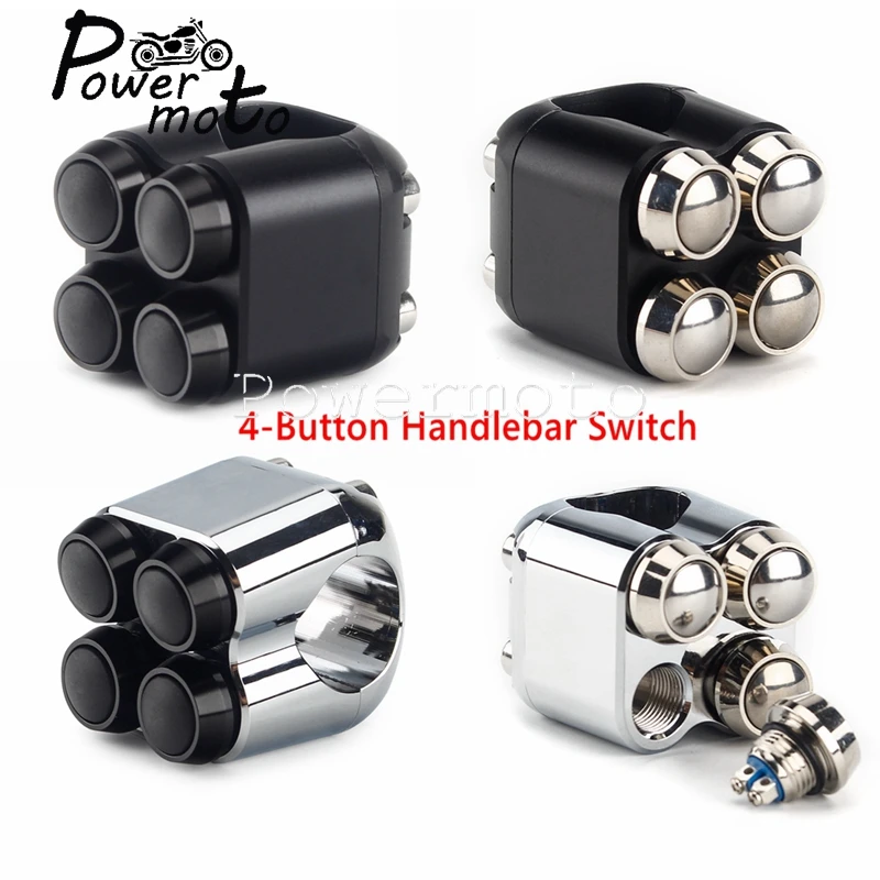 Interrupteur de guidon de moto 25mm 1 pouce, unité M, feux de klaxon,  démarreur à 4 boutons, interrupteur momentané pour Harley Cafe Racer  Chopper Bobber - AliExpress